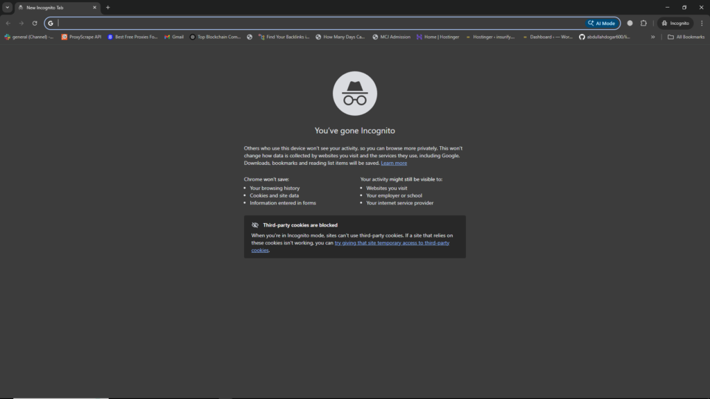 Incognito Mode in google chrome