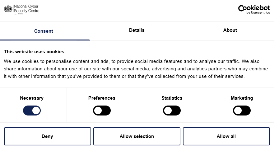 cookies at ncsc.gov.uk