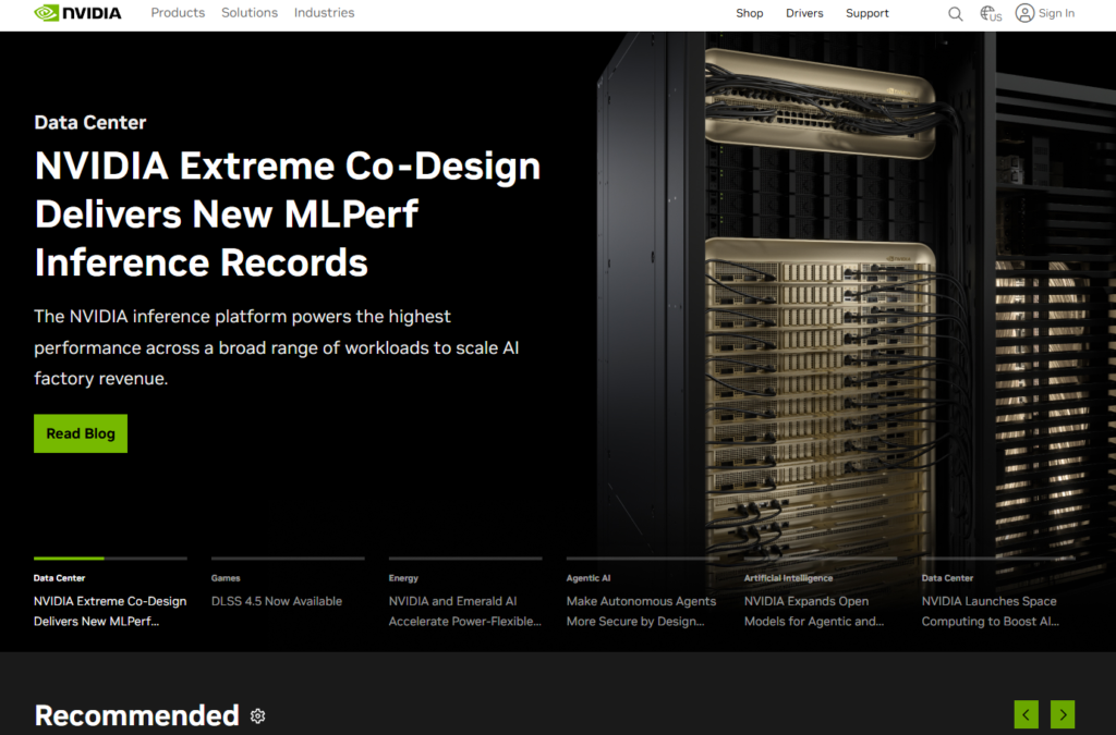 NVIDIA homepage