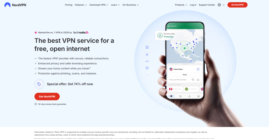 nordvpn homepage