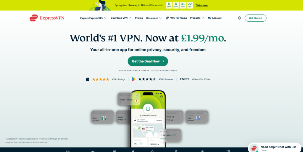 ExpressVPN homepage
