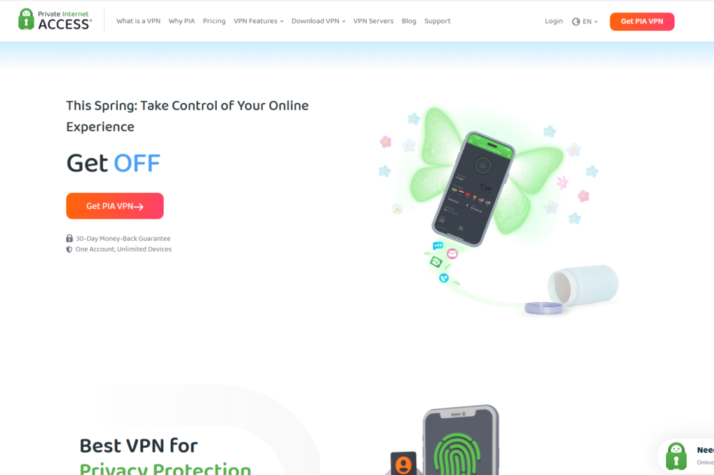  Private Internet Access homepage