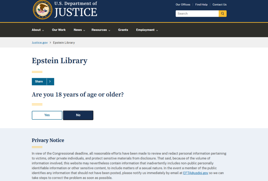 Read and accept the age verification