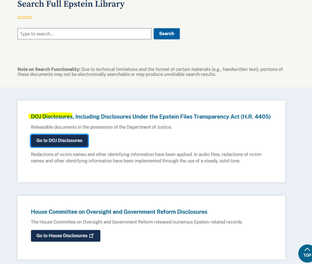 Navigate to the DOJ Disclosures page