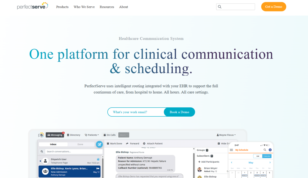 PerfectServe homepage