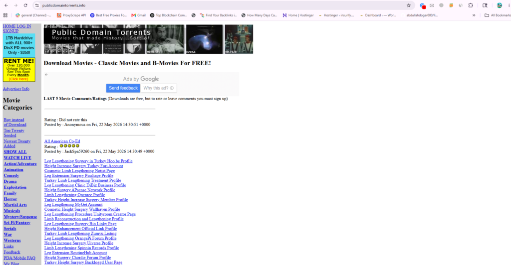 Public Domain Torrents homepage
