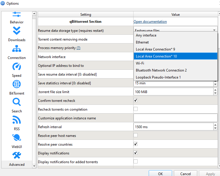 Click the drop-down menu. Instead of "Any Interface," select the specific network interface created by your VPN (such as NordLynx for NordVPN, or wintun for PIA).