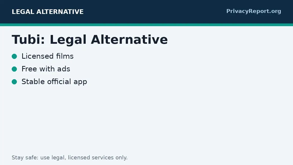 Tubi legal free films graphic as a legal Putlocker alternative