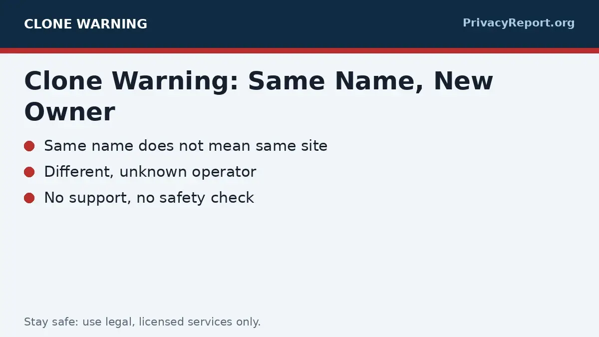 Putlocker clone warning graphic same name different operator