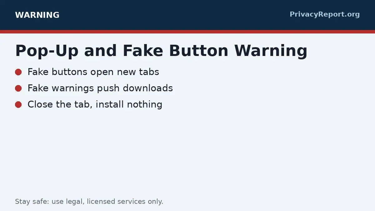 SolarMovie fake button and pop-up warning graphic