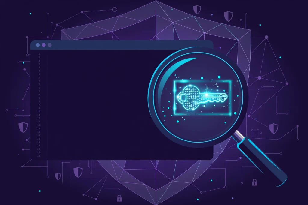 Illustration of scanning for secrets in a code editor